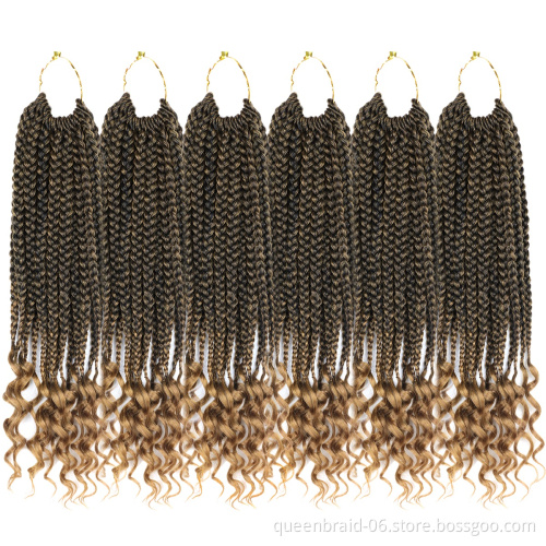 18inch Ombre Goddess Box Braids With Curly Ends Crochet Box Braids Hair Synthetic Box Braiding Hair Extension